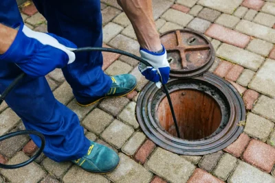 Plumber cleaning an outdoor sewer drain in Winter Garden
